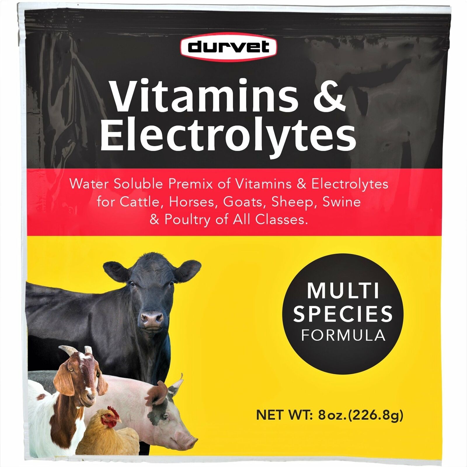 Durvet Vitamins & Electrolytes for Cattle, Horses, Sheep, Swine, Poultry (8 oz)